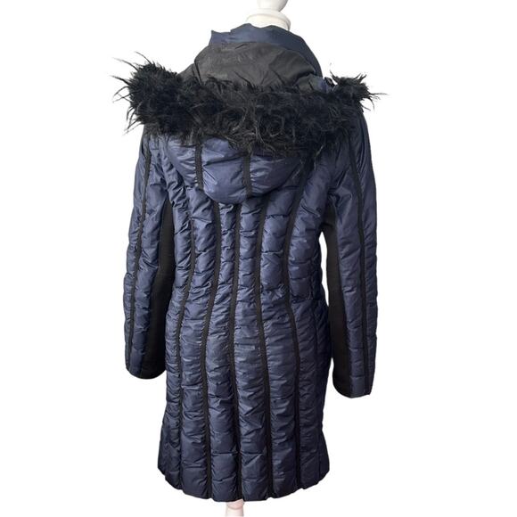 ZAC Zac Posen Carla Down Fur-Trim Puffer Coat in Midnight Blue US Size L - Picture 5 of 10